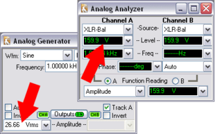 Maximum generator output and maximum analyzer input